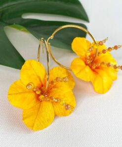 Aretes - Argollas - Hoop Earrings - Panameñita Vida Mía - Empapelarte - yellow