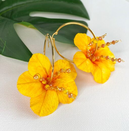 Aretes - Argollas - Hoop Earrings - Panameñita Vida Mía - Empapelarte - yellow