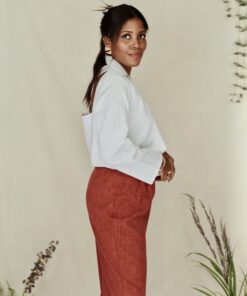 Pantalon largo de mujer - camisa manga larga de mujer - Harriet Pants - Greta blouse - SAMNA - NATALIE SAMPSON