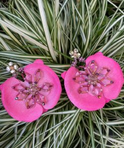 EMPAPELARTE - SHOPTROPICALEDGE - ARETES FUCSIA HECHO A MANO - FUCSIA HANDMADE EARRINGS -